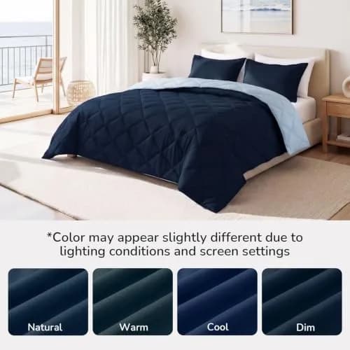 downluxe Queen Comforter Set Blue/Sapphire 203cm x 213cm (88" x 84") | All-Season Soft Microfiber Bedding thumbnail 8