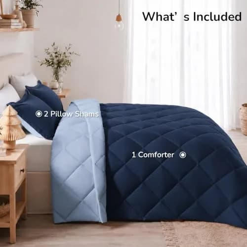 downluxe Queen Comforter Set Blue/Sapphire 203cm x 213cm (88" x 84") | All-Season Soft Microfiber Bedding thumbnail 9