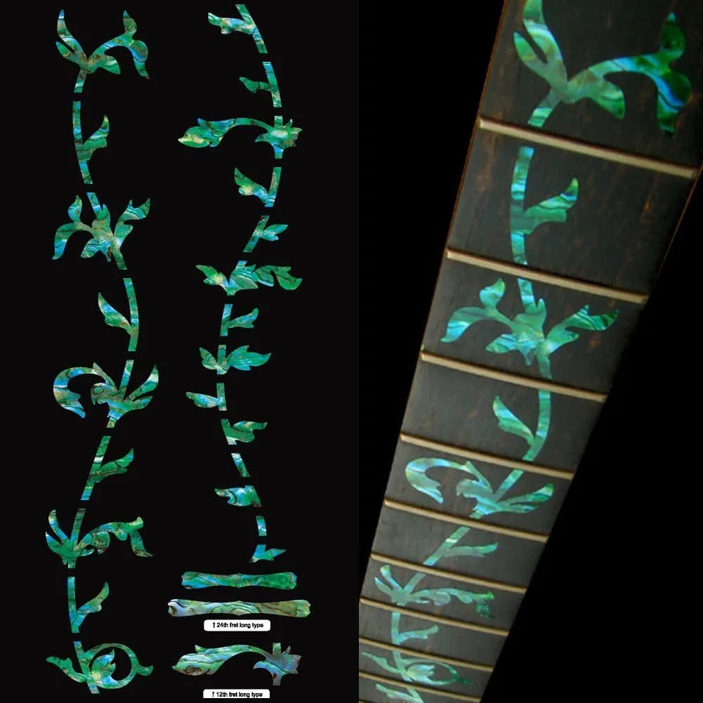 Inlaystickers Tree Of Life Fret Markers White Pearl | Guitar Fretboard Inlay Stickers — Abalone Green