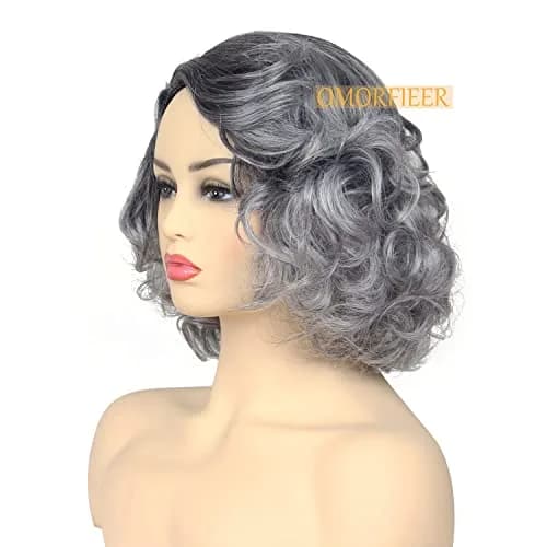 OMORFIEER Short Curly Ombre Grey Wig for Women | 35cm (14 Inch) thumbnail 3