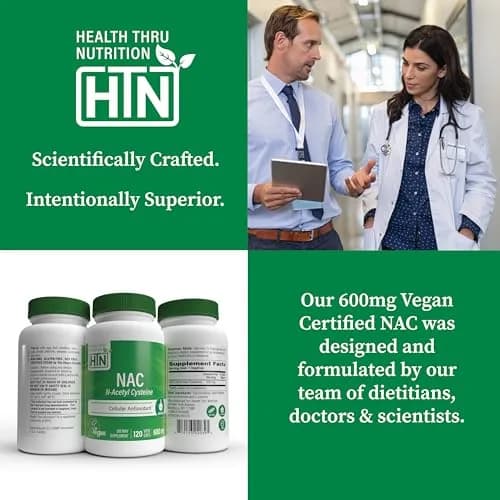 Health Thru Nutrition N-Acetyl-Cysteine 600mg | Vegan Supplement for Immunity & Liver Support thumbnail 5