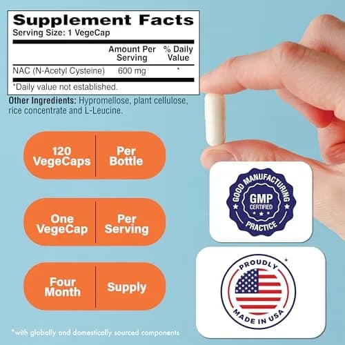Health Thru Nutrition N-Acetyl-Cysteine 600mg | Vegan Supplement for Immunity & Liver Support thumbnail 2