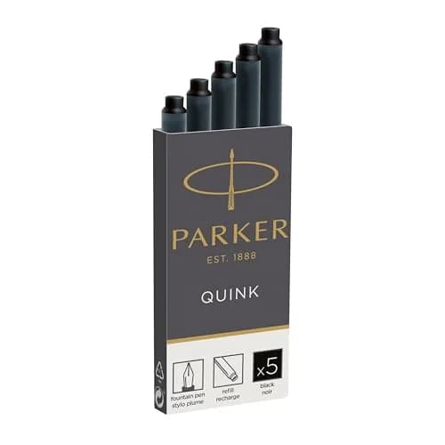 Parker Quink Fountain Pen Ink Cartridges Black, 5 Count (0.032 kg) | Smooth Ink Flow for Traditional Writing thumbnail 6