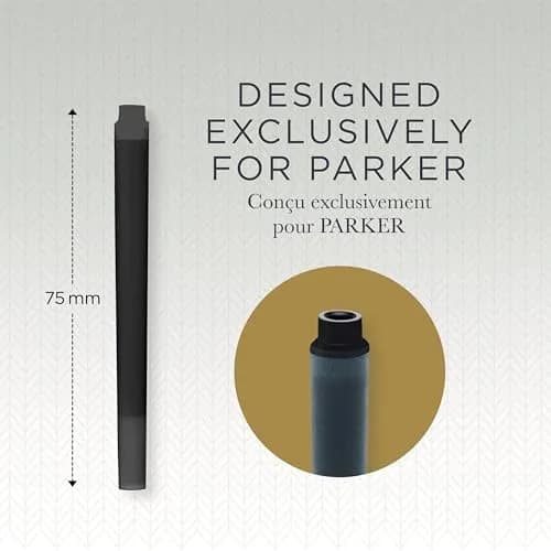 Parker Quink Fountain Pen Ink Cartridges Black, 5 Count (0.032 kg) | Smooth Ink Flow for Traditional Writing thumbnail 2