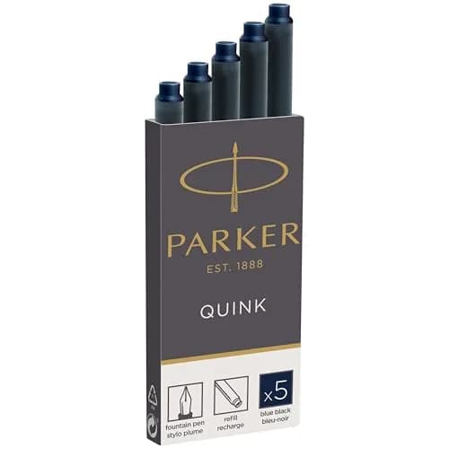 Parker Quink Fountain Pen Ink Refills Box of 5 | Smooth Blue-Black Ink Flow thumbnail 1