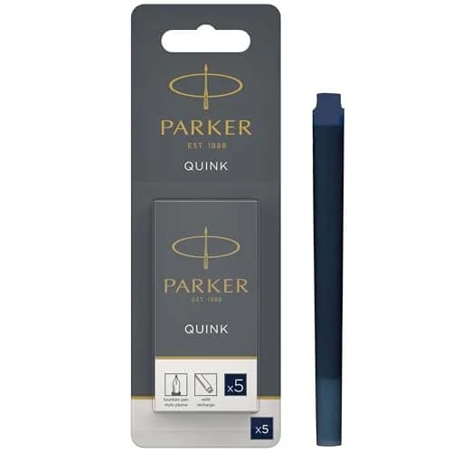 Parker Quink Fountain Pen Refill Pack of 5 Blue-Black Ink Cartridges | Smooth Ink Flow thumbnail 1