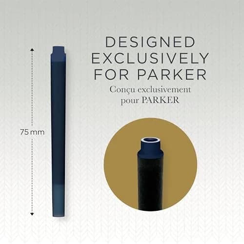 Parker Quink Fountain Pen Refill Pack of 5 Blue-Black Ink Cartridges | Smooth Ink Flow thumbnail 2