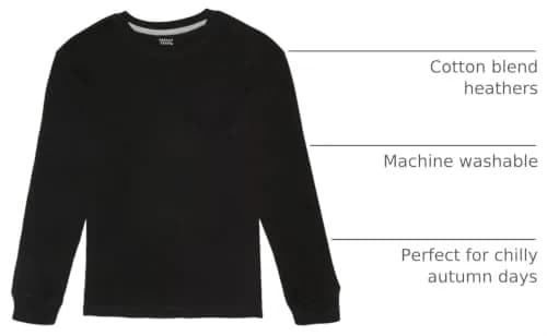 French Toast Boys Long Sleeve Thermal Waffle Tee T-Shirt Black 8 | Cozy, Breathable Cotton thumbnail 3