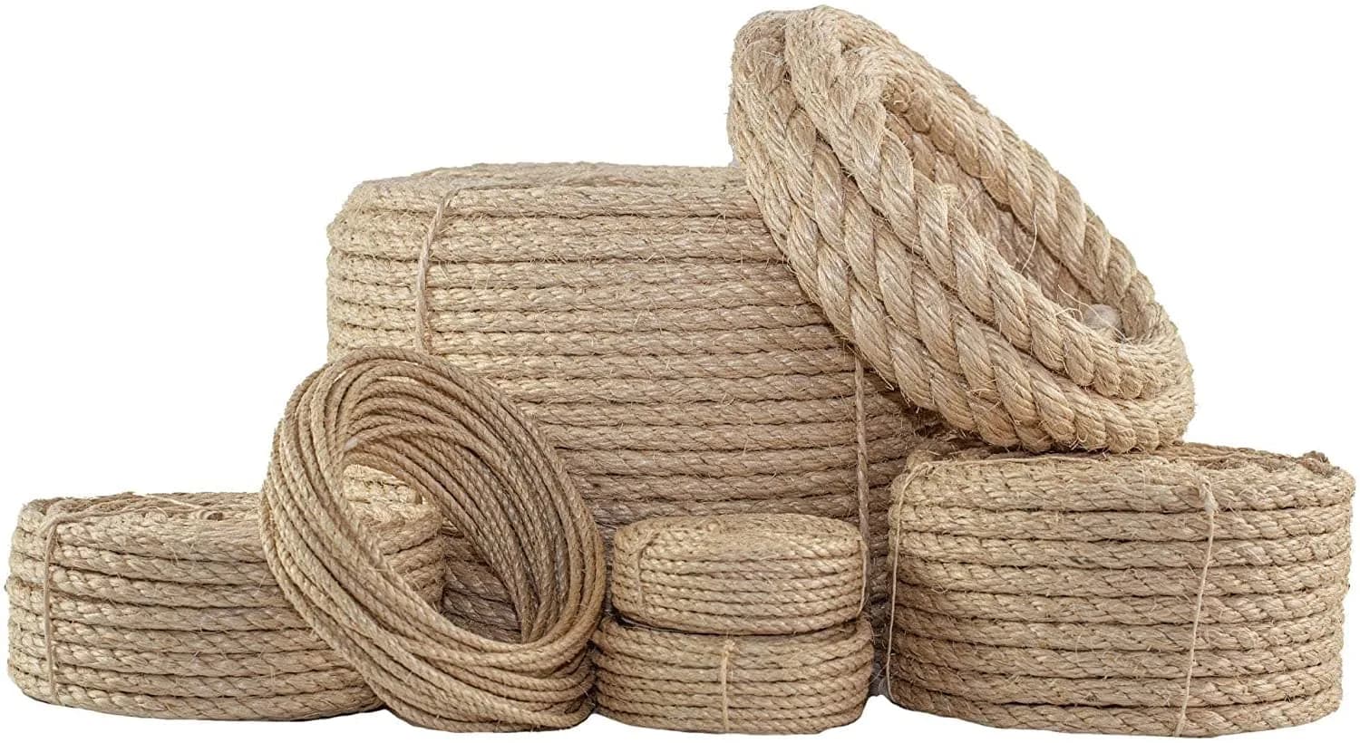 SGT KNOTS Twisted Sisal Rope, Natural Fiber, 1/4 inch x 10 feet | Heavy Duty Craft & DIY Rope — 1/4 inch x 50 feet