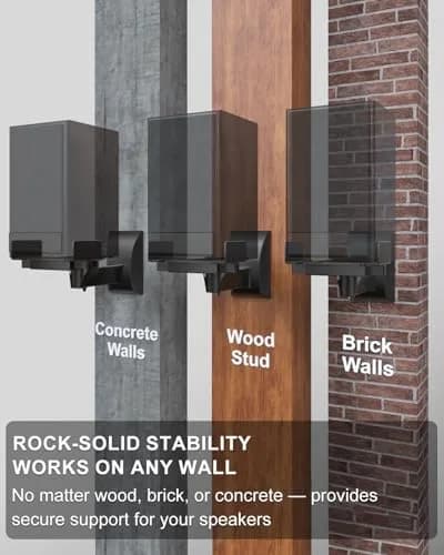 WALI Surround Sound Speaker Wall Mounts with Adjustable Swivel Tilt Angle, 2 Pack, Black | Holds Speakers up to 25kg (55 lbs) thumbnail 8