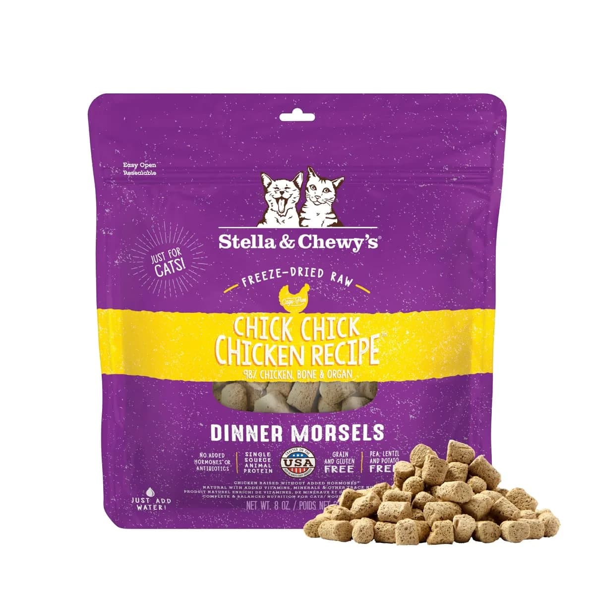 Stella & Chewy's Freeze-Dried Raw Chicken Cat Food Morsels 227 g (8 oz) | Complete Nutrition for All Life Stages