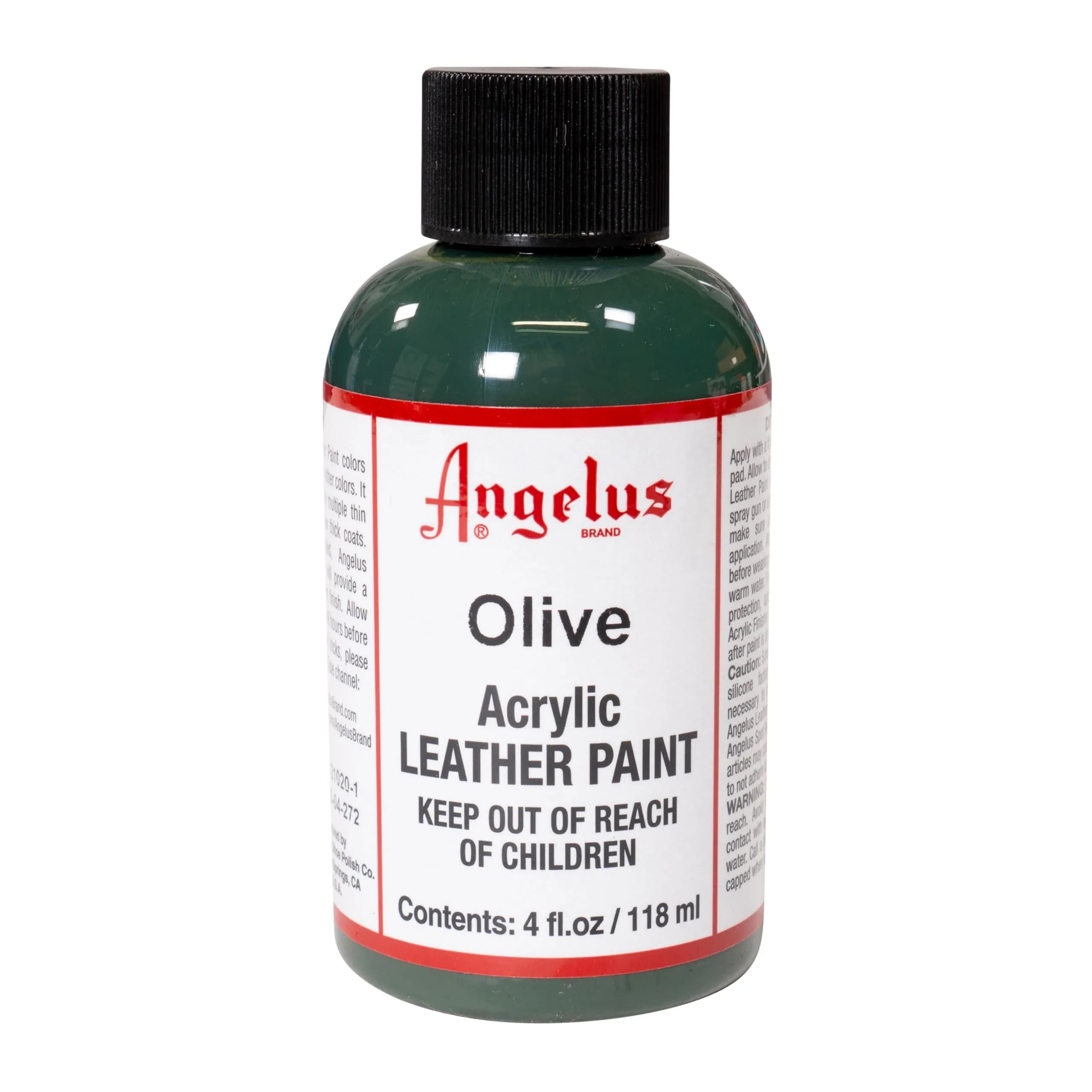 Angelus Acrylic Leather Paint, Olive, 118ml (4 Fl Oz) | Non-Toxic, Water-Based Formula — Olive