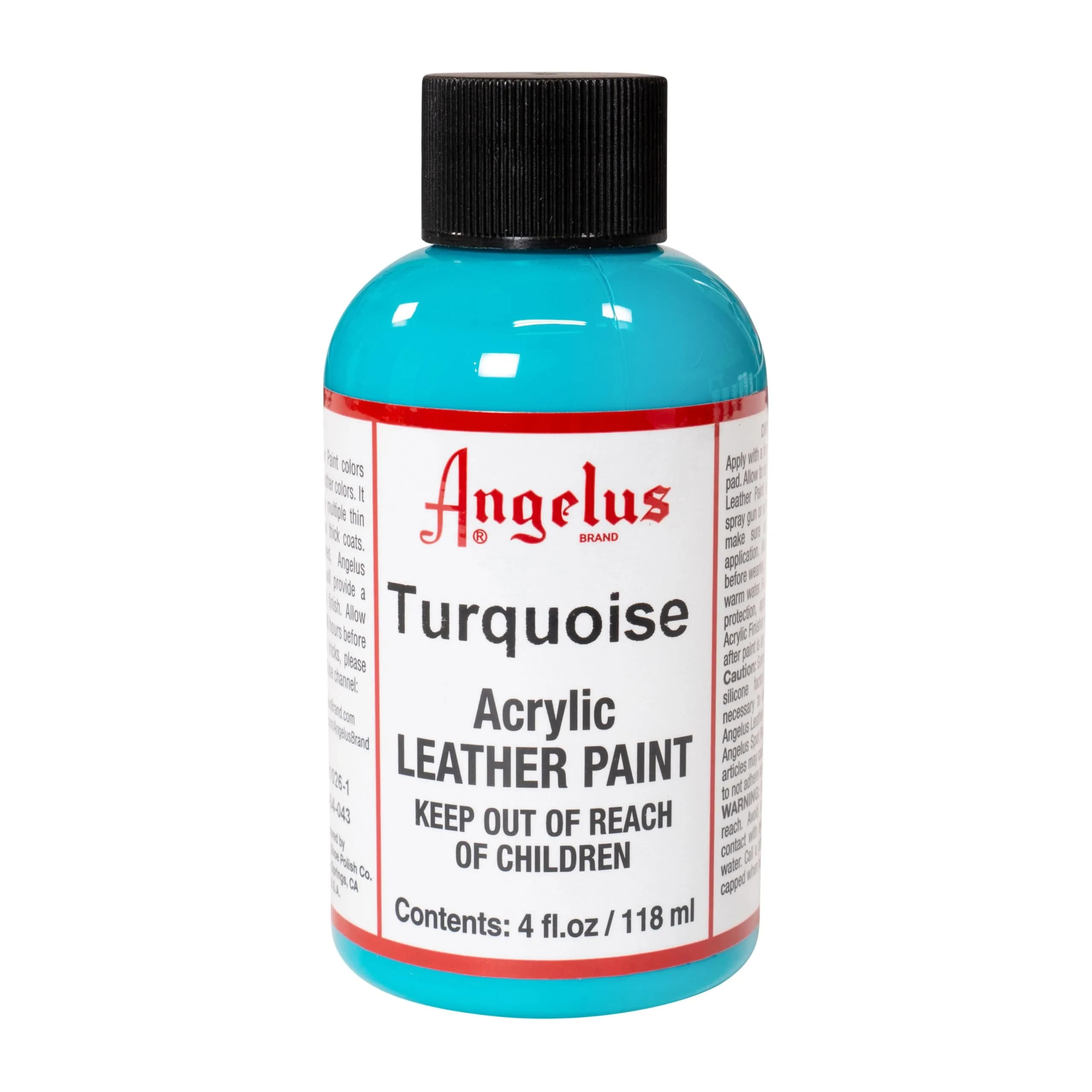 Angelus Acrylic Leather Paint Turquoise 4 Fl Oz (118 ml) | USA-Sourced Craft Paint