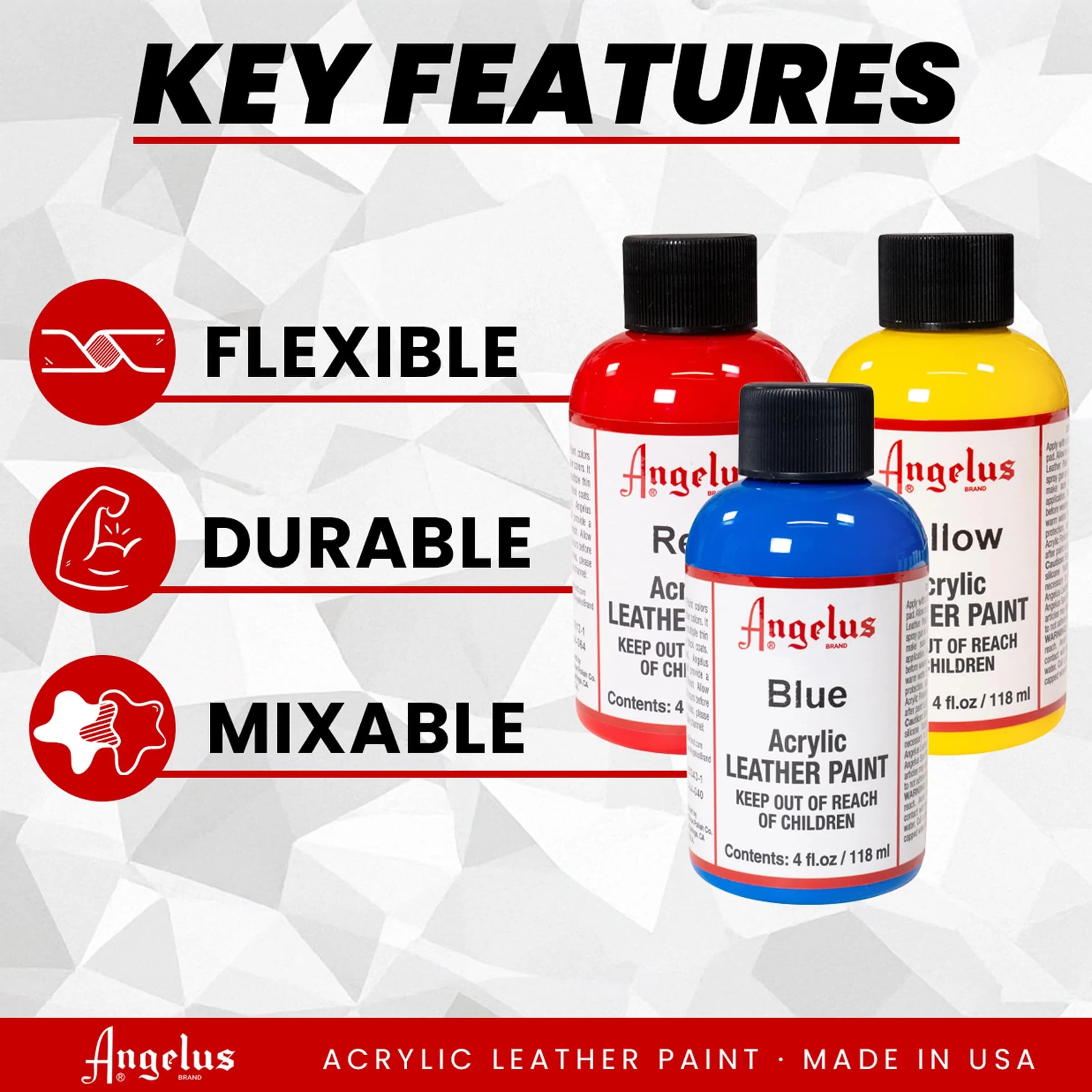 Angelus Acrylic Leather Paint Sapphire 4 Fl Oz (118 ml) | Non-Toxic, Water-Based Formula for Customizing Shoes & Apparel thumbnail 2