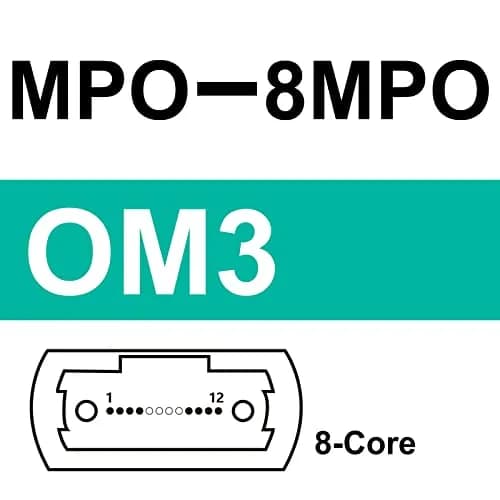 10Gtek MPO to MPO OM3 Fiber Patch Cable 1m (3.3ft) | 8-Core Multimode Jumper for QSFP+ Transceivers thumbnail 5
