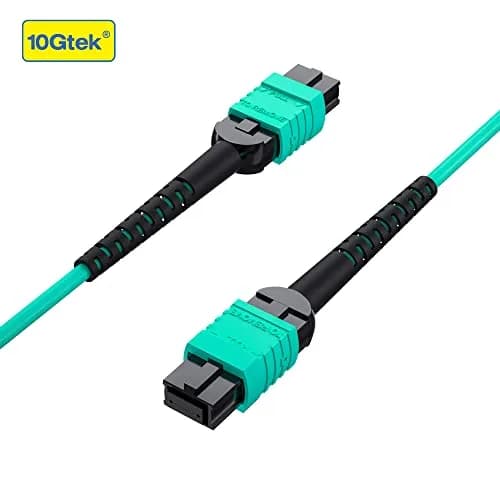 10Gtek Fiber Patch Cable MPO to MPO OM3 3m | Multimode 8-core Fiber Jumper for QSFP+Transceivers thumbnail 4