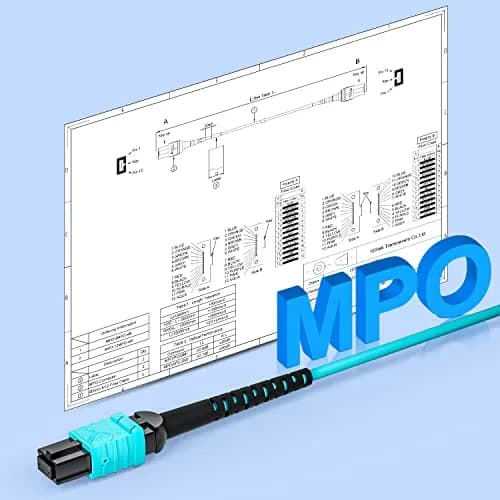 10Gtek Fiber Patch Cable MPO to MPO OM3 3m | Multimode 8-core Fiber Jumper for QSFP+Transceivers thumbnail 6