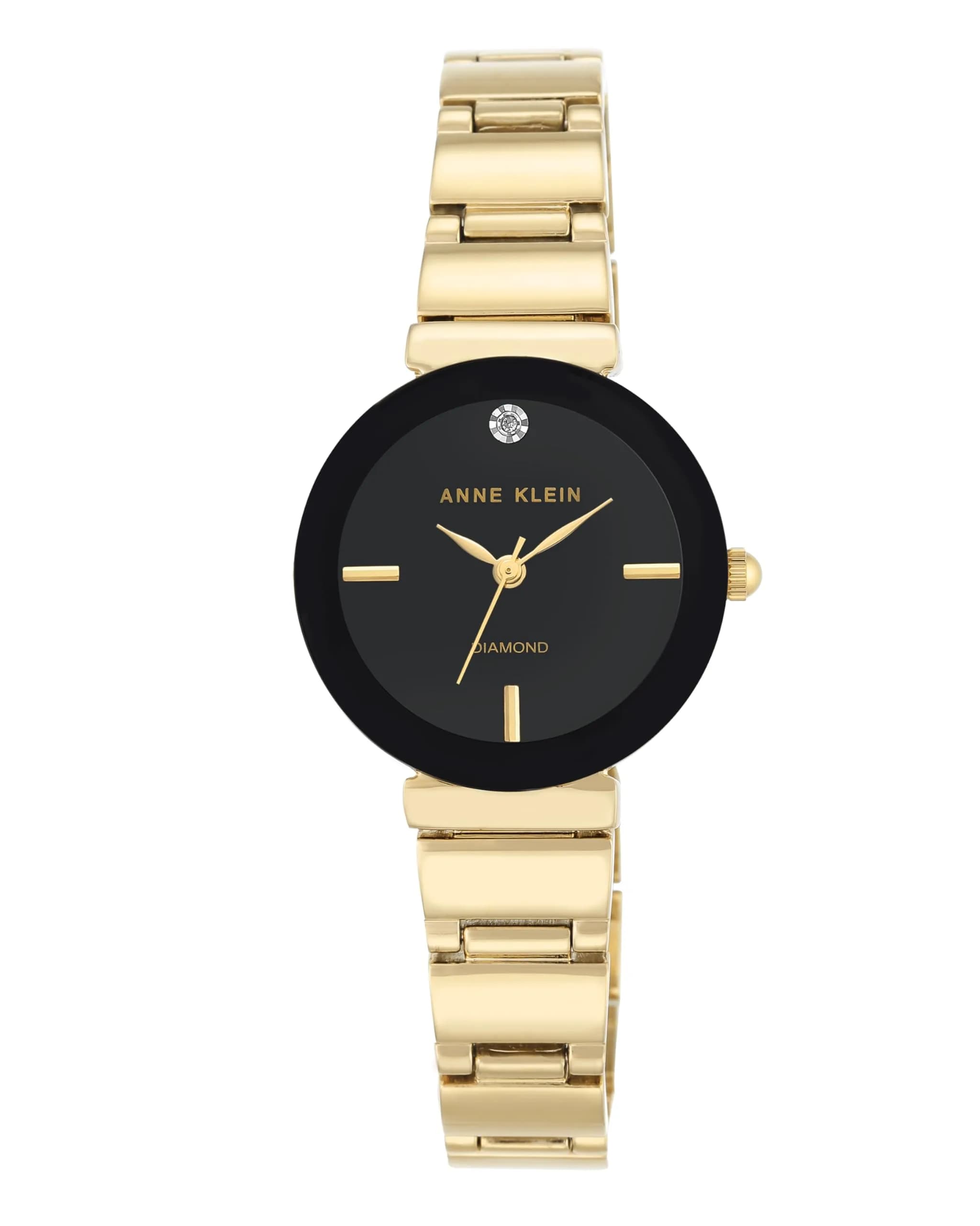 Anne Klein Women's Genuine Diamond Dial Bracelet Watch 28mm (1.1 inches) | Elegant Two-Tone Quartz Timepiece — Gold/Black