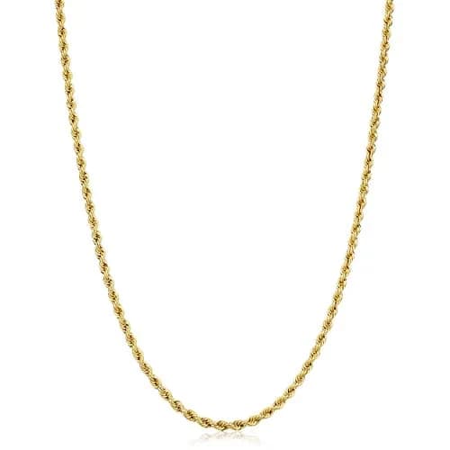 Kooljewelry Solid 14k Yellow Gold Filled Rope Chain Necklace for Women & Men, 30 inches thumbnail 1