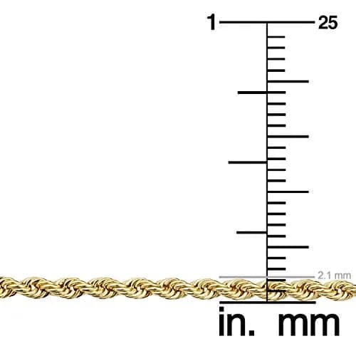 Kooljewelry Solid 14k Yellow Gold Filled Rope Chain Necklace for Women & Men, 30 inches thumbnail 4