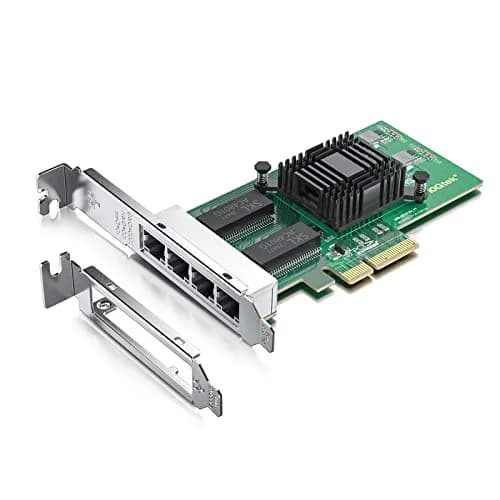 10Gtek Quad-Port Gigabit Ethernet NIC Network Card with Intel I350 Chip - PCIe 2.1 x4, 1000Mbps RJ45 Ports thumbnail 1
