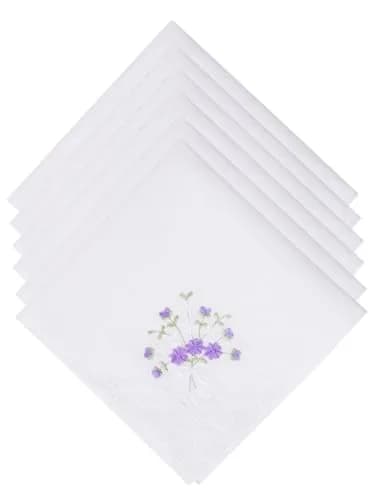Selected Hanky Women's Cotton Handkerchiefs 11x11 | Floral Embroidery & Butterfly Lace thumbnail 1