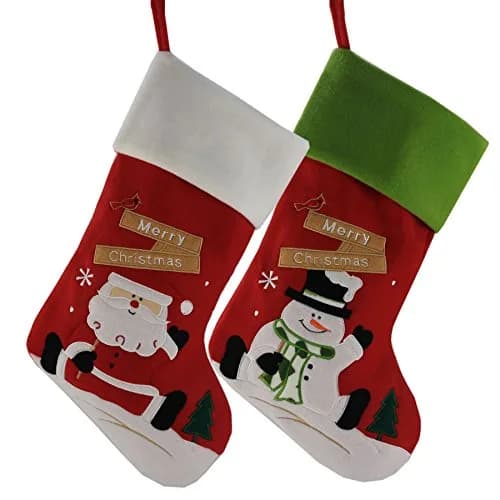 WEWILL Classic Christmas Stockings Set of 2 Santa, Snowman 43cm (17 Inch) | Festive Holiday Decor thumbnail 1