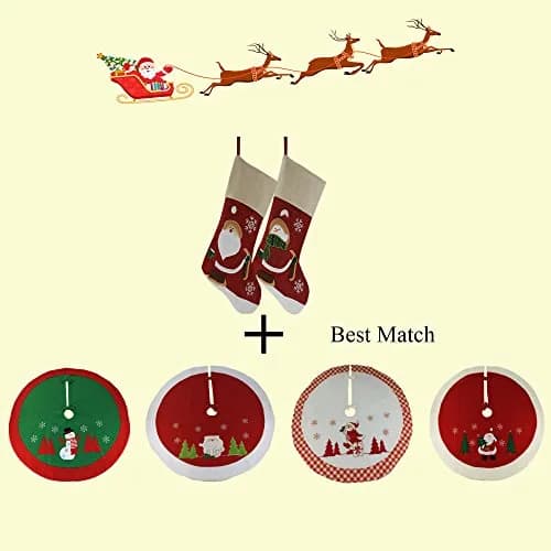 WEWILL Classic Christmas Stockings Set of 2 Santa, Snowman 17-Inch (Style 3) | Festive Holiday Decor thumbnail 5