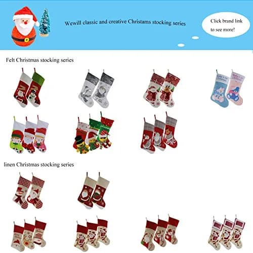 WEWILL Classic Christmas Stockings Set of 2 Santa, Snowman 17-Inch (Style 3) | Festive Holiday Decor thumbnail 6