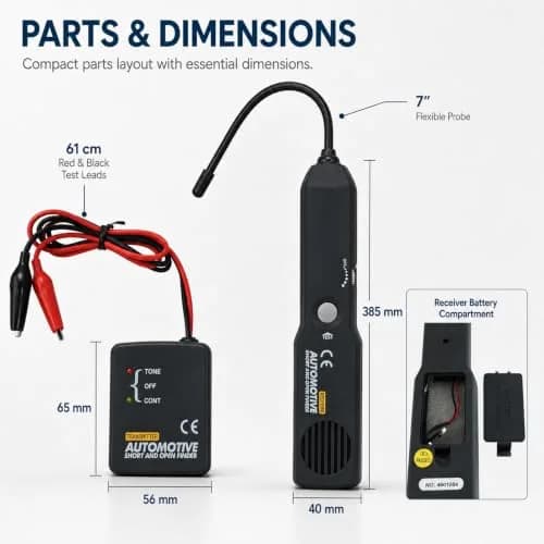 TEKCOPLUS Automotive Circuit Tester 6-42V | Wire & Fault Locator with Flexible Probe (7") thumbnail 8
