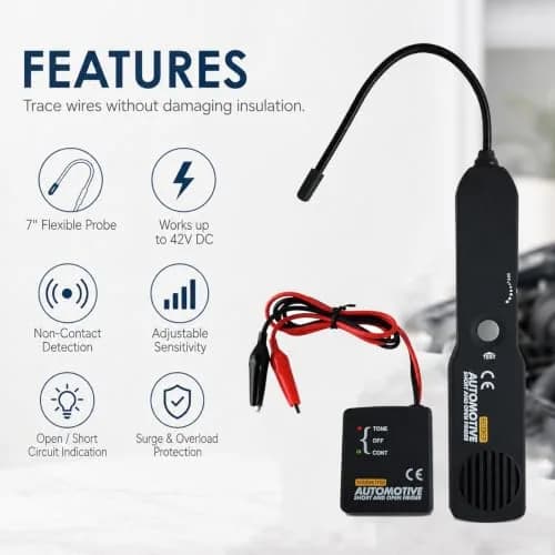 TEKCOPLUS Automotive Circuit Tester 6-42V | Wire & Fault Locator with Flexible Probe (7") thumbnail 2