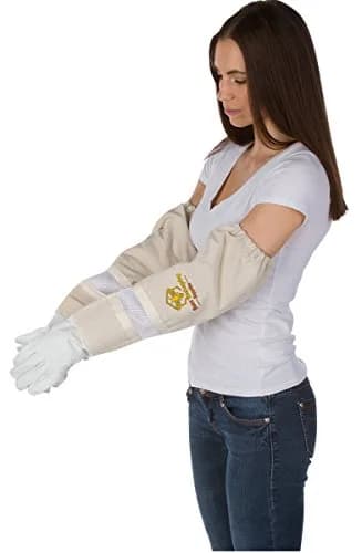 Buzz Beekeeping Supplies Beekeeping Gloves Large Ventilated Sleeves | Cow Leather & Heavy-Duty Canvas | Adult thumbnail 5