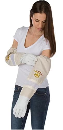Buzz Beekeeping Supplies Beekeeping Gloves Large Ventilated Sleeves | Cow Leather & Heavy-Duty Canvas | Adult thumbnail 6