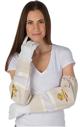 Buzz Beekeeping Supplies Beekeeping Gloves Small Ventilated Sleeves | Cow Leather, Sting Proof, Elastic Cuffs thumbnail 1