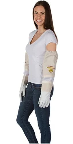 Buzz Beekeeping Supplies Beekeeping Gloves Small Ventilated Sleeves | Cow Leather, Sting Proof, Elastic Cuffs thumbnail 7