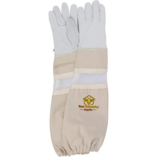 Buzz Beekeeping Supplies Beekeeping Gloves Small Ventilated Sleeves | Cow Leather, Sting Proof, Elastic Cuffs thumbnail 8