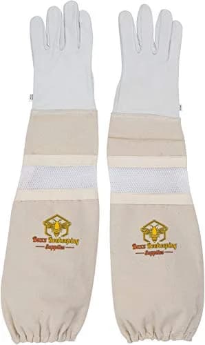 Buzz Beekeeping Supplies Beekeeping Gloves Small Ventilated Sleeves | Cow Leather, Sting Proof, Elastic Cuffs thumbnail 2