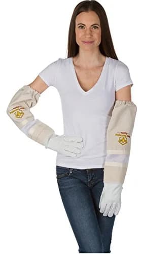 Buzz Beekeeping Supplies Medium Ventilated Bee Gloves - Cow Leather & Heavy-Duty Canvas, Elastic Cuffs | Sting Proof, Long Sleeves thumbnail 4