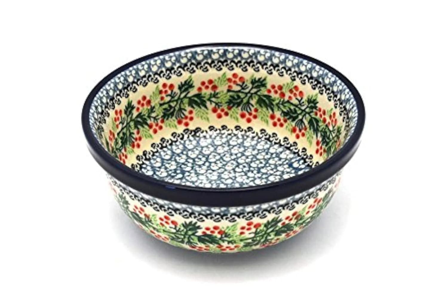 Polish Pottery Bowl - Salad - Holly Berry | Handmade Polish Stoneware - main product image