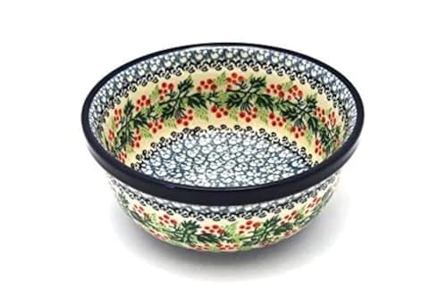 Polish Pottery Bowl - Salad - Holly Berry | Handmade Polish Stoneware thumbnail 1