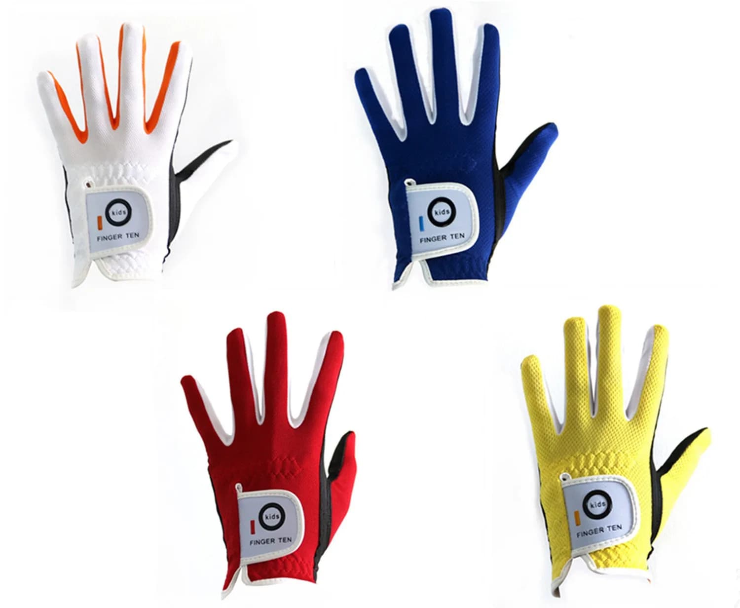FINGER TEN Junior Kids Dura Feel Golf Gloves Large Red | Extra Grip & Breathability - main product image
