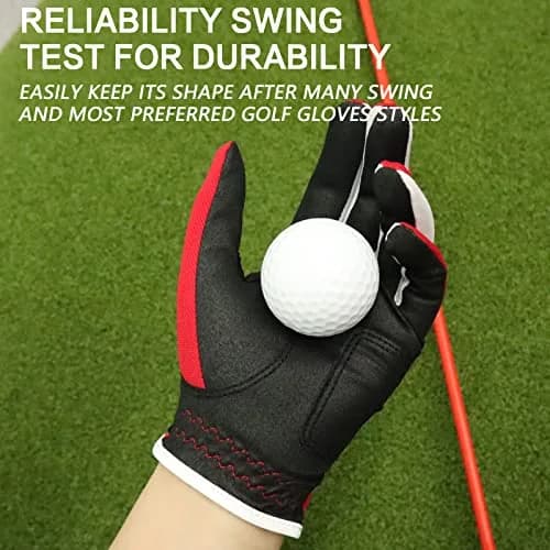 FINGER TEN Junior Kids Dura Feel Golf Gloves Large Red | Extra Grip & Breathability thumbnail 3