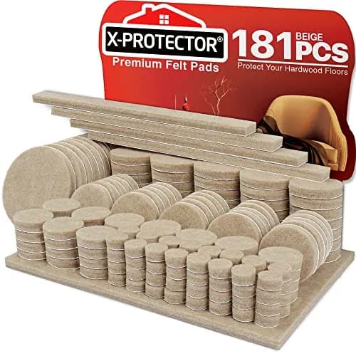 X-Protector Furniture Felt Pads 181 PCS - Beige Round & Square | Protects Hardwood & Laminate Floors thumbnail 1