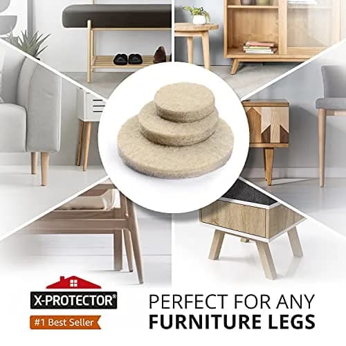 X-Protector Furniture Felt Pads 181 PCS - Beige Round & Square | Protects Hardwood & Laminate Floors thumbnail 2