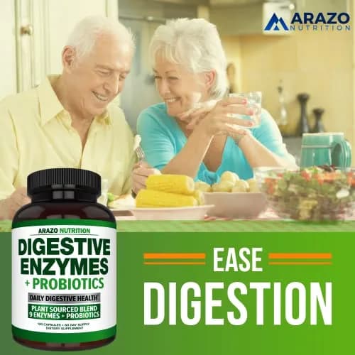 Arazo Nutrition Digestive Enzymes with Probiotics 120 Capsules | Fast-Acting, Acidophilus & Bromelain for Better Digestion thumbnail 5