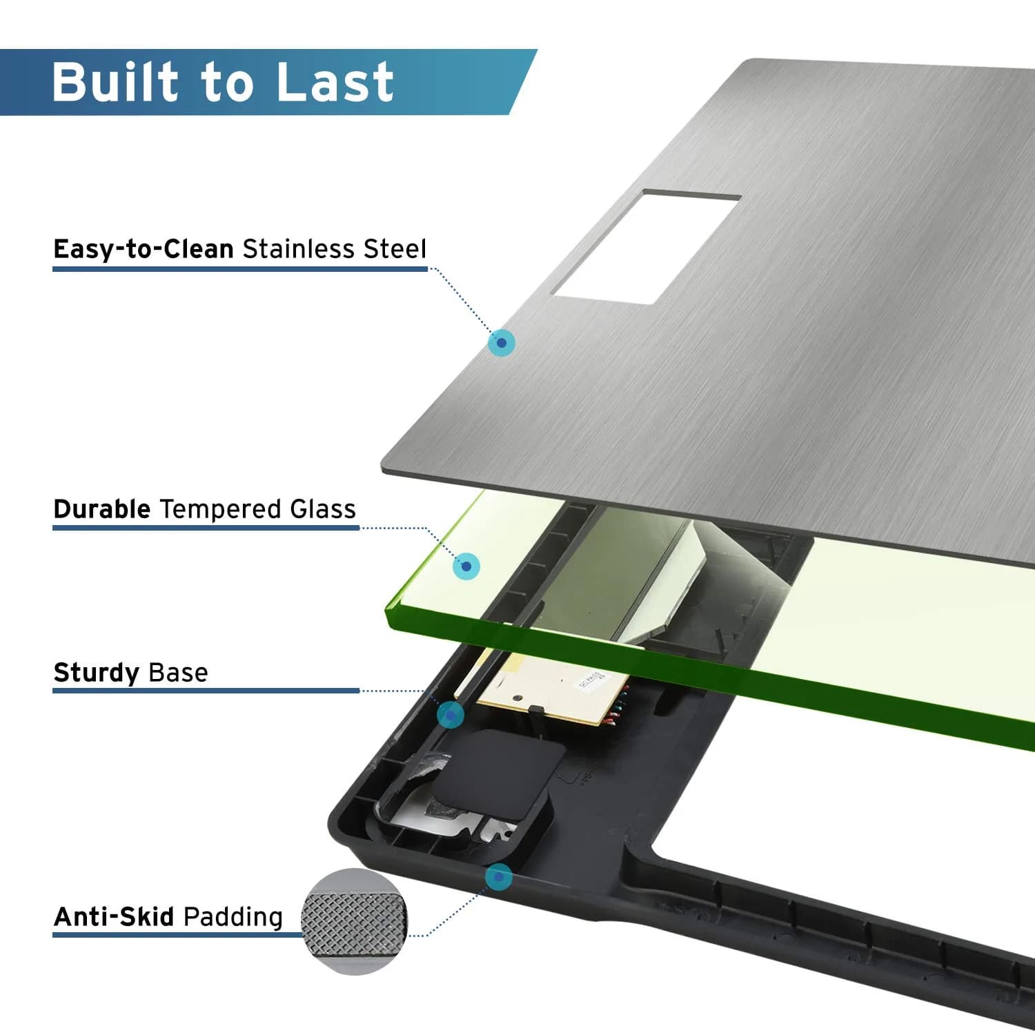 Etekcity Stainless Steel Digital Body Weight Scale with Large Blue LCD, 180kg Capacity | Precision Weighing thumbnail 4