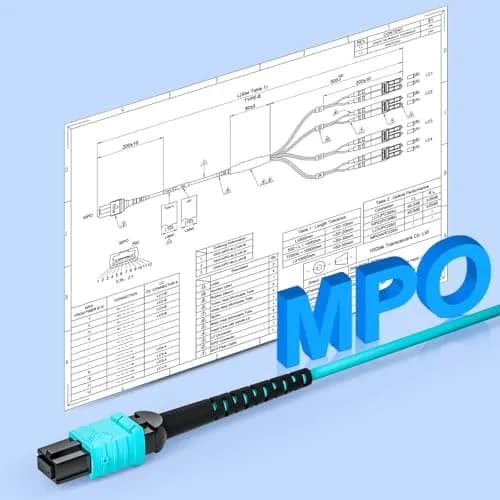 10Gtek Fiber Optic Cable Patch Cord MPO to 8xLC Fanout 1m | OM3 MMF 8-core Application for QSFP+ Transceivers thumbnail 4