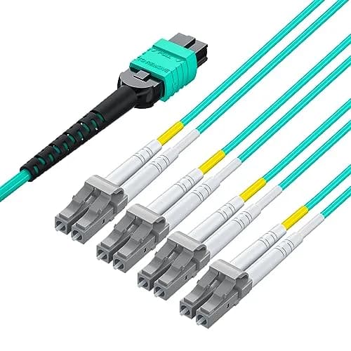 10Gtek Fiber Optic Cable Patch Cord MPO to 8xLC Fanout 1m | OM3 MMF 8-core Application for QSFP+ Transceivers thumbnail 5