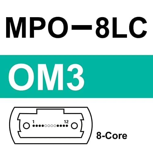 10Gtek Fiber Optic Cable Patch Cord MPO to 8xLC Fanout 1m | OM3 MMF 8-core Application for QSFP+ Transceivers thumbnail 6
