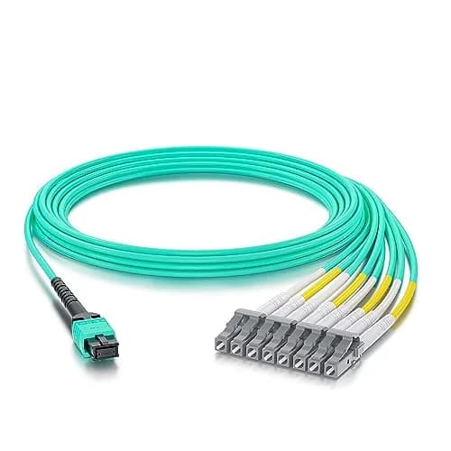 10Gtek Fiber Optic Cable Patch Cord MPO to 8xLC Fanout 1m | OM3 MMF 8-core Application for QSFP+ Transceivers thumbnail 2